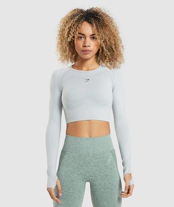 Dámské Oříznuté Topy Gymshark Flex Sports Long Sleeve Světle Šedé | CZ 3610PJJ